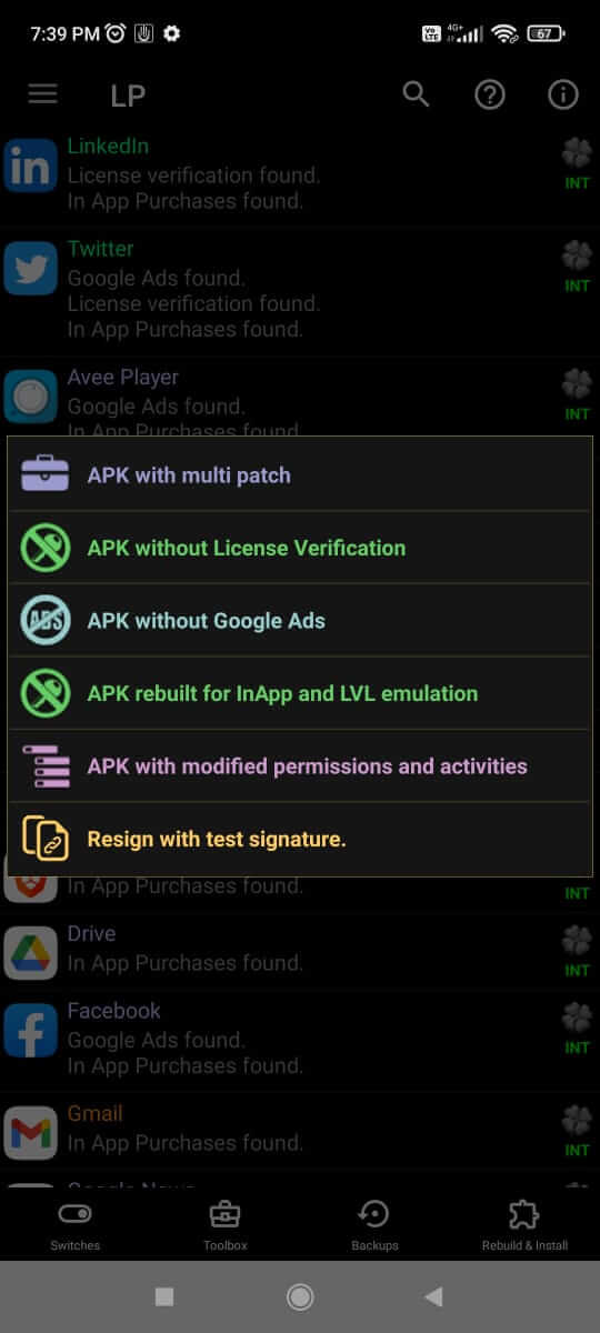 Lucky Patcher in-app screenshot 7
